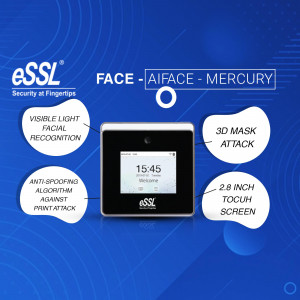 eSSL Face Aiface Mercury facial recognition device with features highlighted