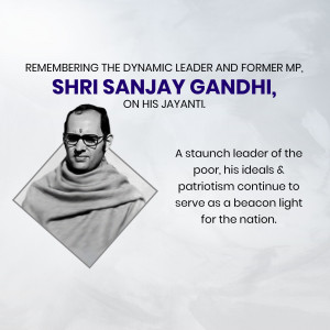 Remembering Shri Sanjay Gandhi Social Media Post For Google Business Profile