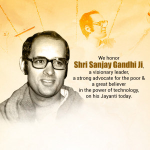 Sanjay Gandhi - A Visionary Leader Poster For Threads