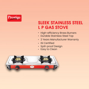 Prestige Sleek 2 Burner Stainless Steel Gas Stove
