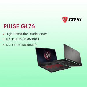 MSI Pulse GL76 laptop with high-resolution display and audio