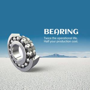 Close-up of a silver bearing with text promoting its operational life and cost savings.