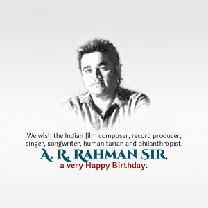 A.R. Rahman Birthday Wish Artwork For LinkedIn