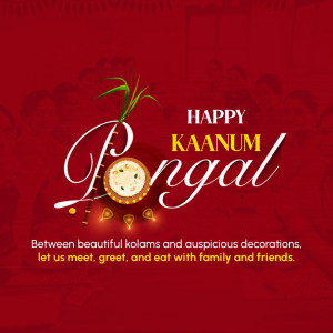 Kanum Pongal festive greeting with traditional elements