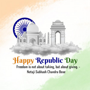 Republic Day of India with Taj Mahal, India Gate and Ashoka Chakra