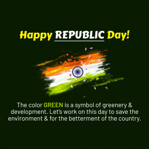 Republic Day of India with flag and greenery message