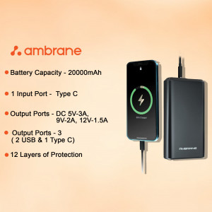 Ambrane power bank with smartphone charging