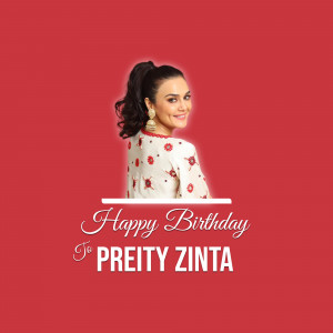 Image of Preity Zinta with a 'Happy Birthday' message