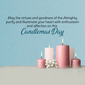 Candlemas Day image with lit candles and a religious message.