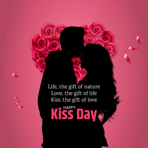 Happy Kiss Day - Silhouette Couple With Roses Artwork For Twitter