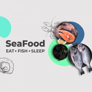 Fresh Seafood Selection Artwork For LinkedIn
