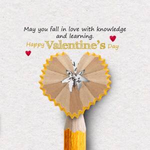 Pencil shavings shaped like a heart with Valentine's Day message