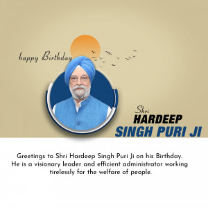 Happy Birthday Hardeep Singh Puri Ji Marketing Image For Facebook