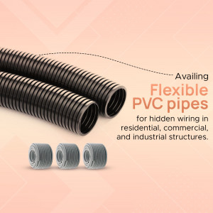 Black flexible PVC pipes and grey connectors for electrical wiring