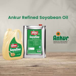 Ankur Soyafine Refined Soyabean Oil in different packaging sizes