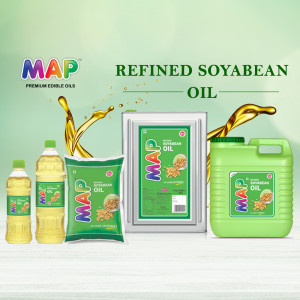 Various packaging sizes of MAP Refined Soybean Oil