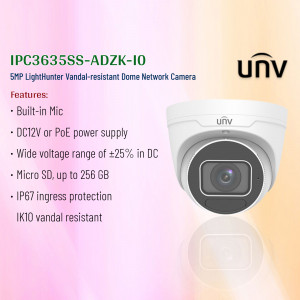UNV 5MP LightHunter Vandal-resistant Dome Network Camera