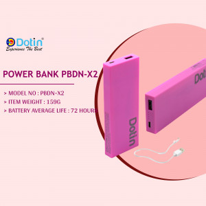 Pink Dotin Power Bank PBDN-X2 with charging cable
