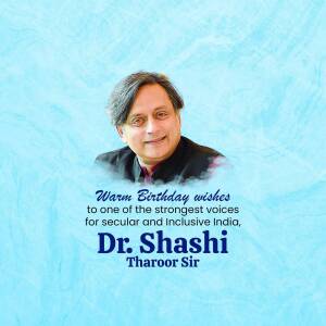 Shashi Tharoor Birthday Wish Design For Instagram