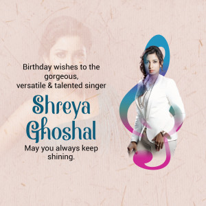 Shreya Ghoshal Birthday Wish Marketing Image For LinkedIn