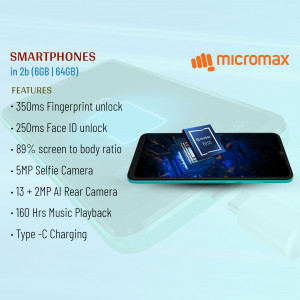 Micromax 2b smartphone with key features highlighted