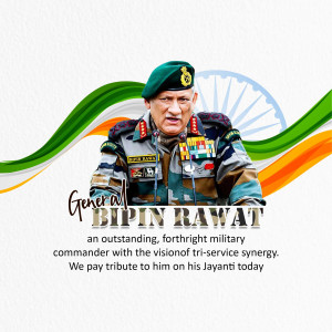 General Bipin Rawat - Tribute Marketing Image For Pinterest