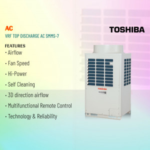 Toshiba VRF Top Discharge AC SMMS-7 unit with features listed