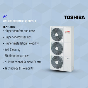 Toshiba VRF Side Discharge AC SMMS-E unit with features listed