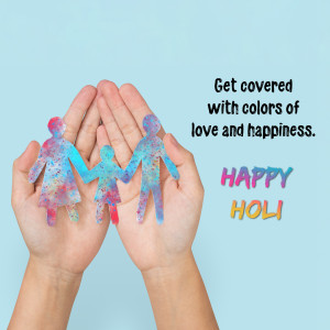 Happy Holi - Family And Colors Promotional Banner For Pinterest