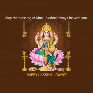 Happy Lakshmi Jayanti - Goddess Lakshmi Blessings Graphic For Threads