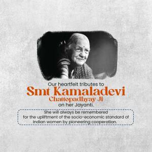 Smt. Kamaladevi Chattopadhyay - Tribute Business Poster For WhatsApp