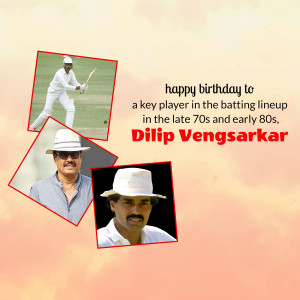 Dilip Vengsarkar Birthday Wish Marketing Image For Threads