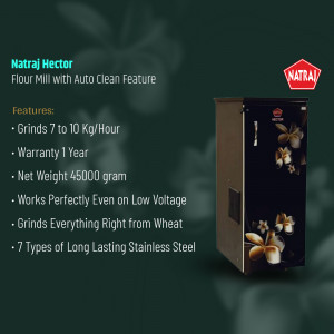 Natraj Hector Flour Mill with Auto Clean Feature