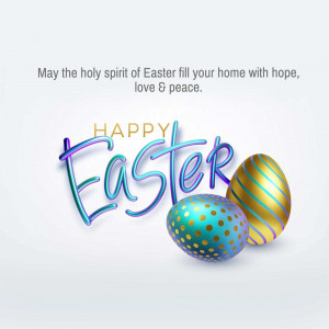 Happy Easter message with colorful eggs