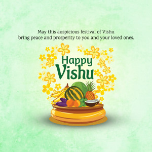 Vishu festival greeting with fruits and flowers