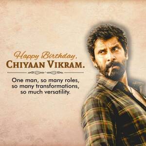 Chiyaan Vikram birthday greeting with his portrait
