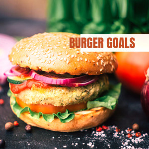 Close-up of a juicy veggie burger with fresh ingredients