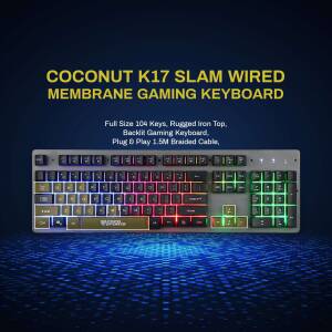 Coconut K17 Slam Wired Membrane Gaming Keyboard with RGB Backlighting