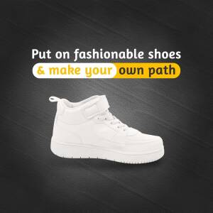 White high-top sneakers with a motivational quote