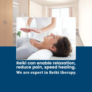 Woman receiving Reiki healing treatment with hands hovering over her body.