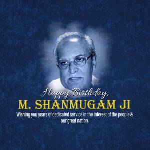 Portrait of M. Shanmugam Ji with birthday wishes