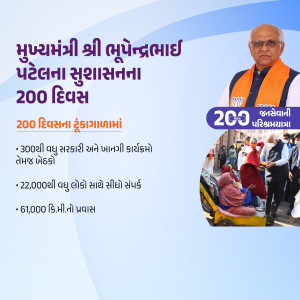 Chief Minister Bhupendra Patel's 200 Days Of Good Governance Social Media Post For Pinterest