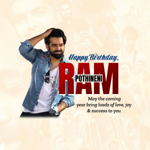 Ram Pothineni birthday wish graphic