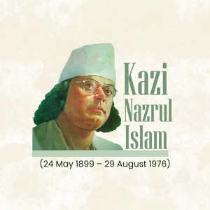 Kazi Nazrul Islam Portrait Promotional Banner For WhatsApp