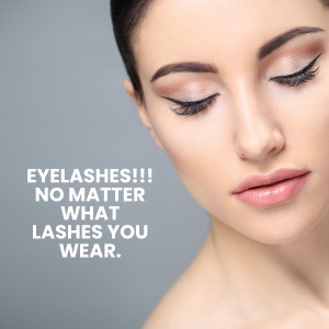 Close-up of a woman with beautifully applied eyelashes