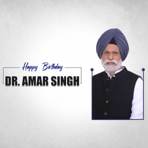 Portrait of Dr. Amar Singh with a 'Happy Birthday' message.