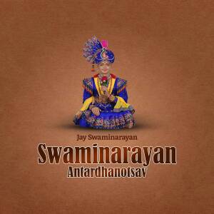 Image of Swaminarayan with text 'Swaminarayan Antardhanotsav'