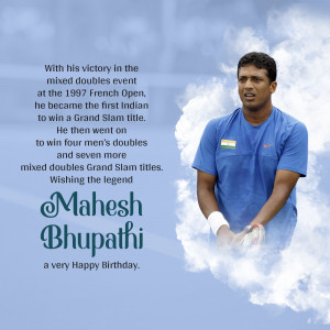 Mahesh Bhupathi - Happy Birthday Banner For Pinterest