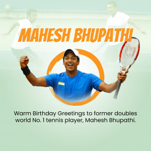 Mahesh Bhupathi Birthday Greeting Flyer For Twitter