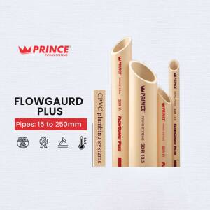 Assortment of Prince Flowguard Plus CPVC pipes ranging from 15 to 250mm